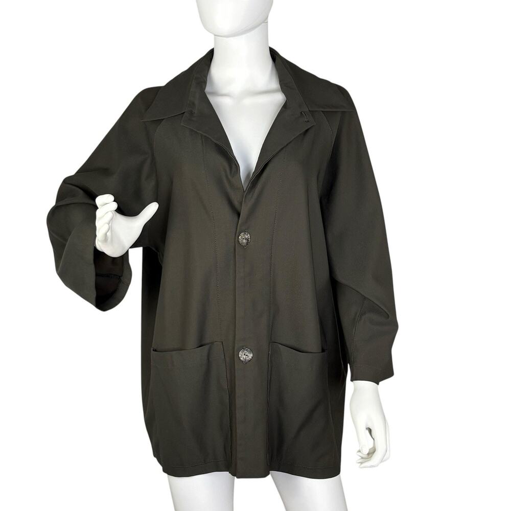 Vitamin Women’s Jacket Patch Pockets Stretch Twill Khaki XL Minimalist Lagenlook